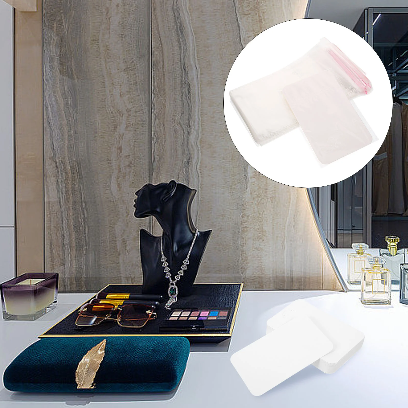 

100 Sets Key Fob Paper Necklace Display Holder Displaying Cards Accessories Jewelry Cardboard Earring