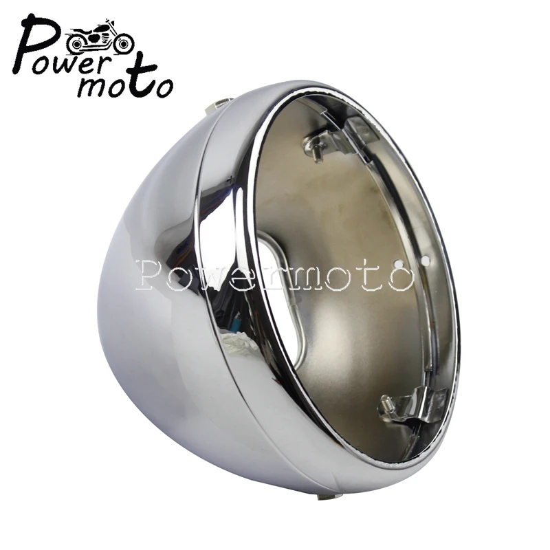 

Стальной корпус для передних фар 7 дюймов в стиле ретро, универсальный чехол для мотоцикла Harley, Honda, Yamaha, черный/хромированный чехол для передних фар