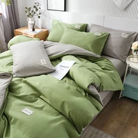 home textile solid color duvet cover pillow case bed sheet ab side quilt cover boy kid teen girl bedding linens set king queen