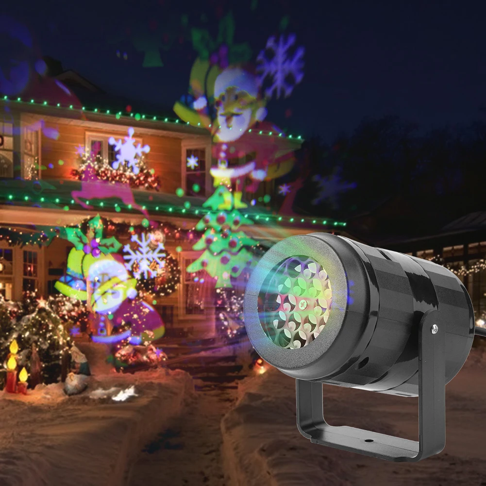 

LED Projection Lamp IP65 Waterproof DJ Disco Party Light Snowflake Projector Lamp Christmas Pattern Snowstorm Garden Lawn Decor