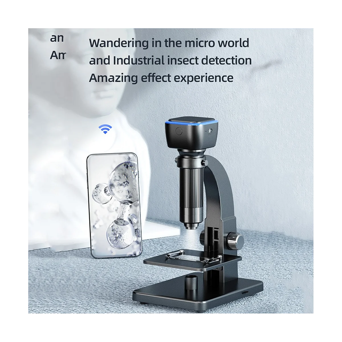 Цифровой микроскоп HD 2000X с Wi-Fi двойной объектив USB микроскопы для наблюдения за