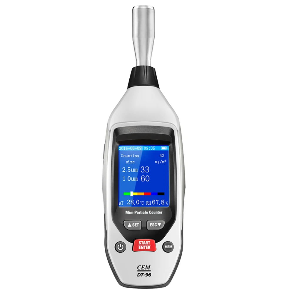 

CEM DT-96 PM2.5, PM10um Handdled Professional Air laser particle detector for clean room gas particle counter