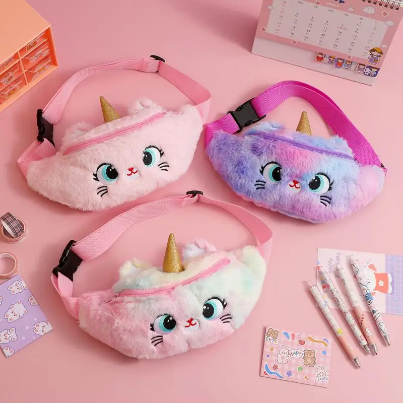 

Unicorn Plush Winter Cartoon Chest Bag Cute Big Eyes Cat Waist Bag Children Small Messenger Bag Girls Shoulder Bag Kid's Bags