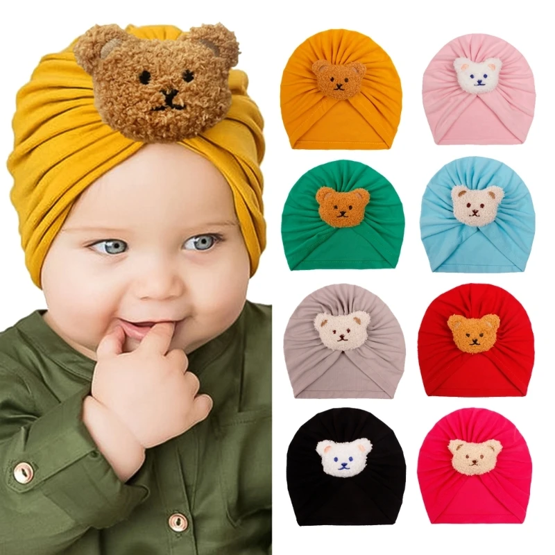 

Bear Baby Indian Hat Solid Color Newborn Infant Cap Headwrap Boys Girls Kids Hat Turban Bonnet Hair Accessories