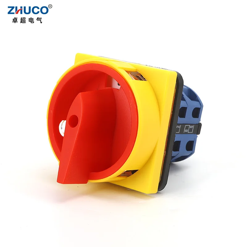 

ZHUCO SZW26-25 2GS 64X64mm 2 Poles 8 Screws 25A Power Cut-off Combination Knob Padlock Master Control Circuit Rotary Cam Switch