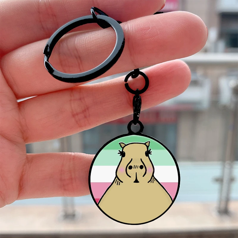 

Cute Capybara In Libra Non Binary Pride Cool Key Tag Motorcycles Car Backpack Chaveiro Keychain For Friends Key Ring Accessories