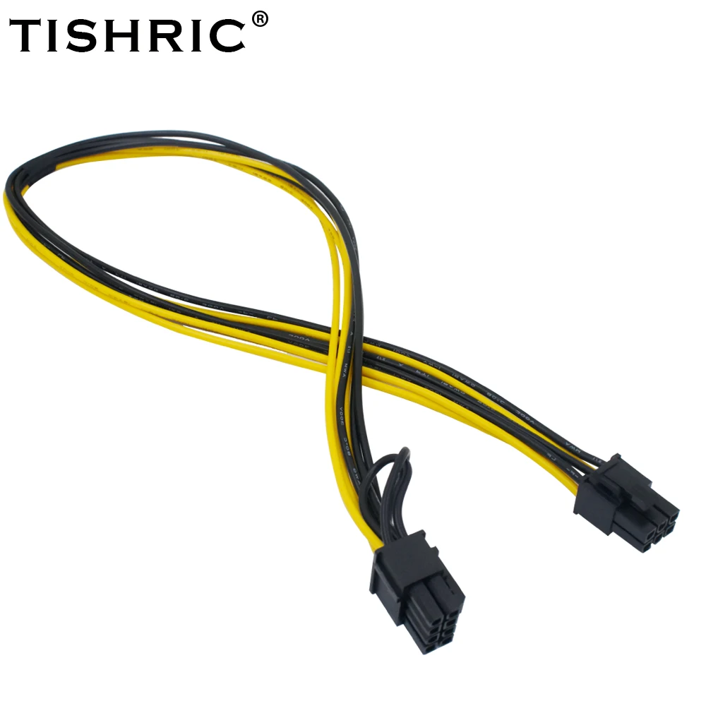 10 шт. TISHRIC 50 см PCIE Райзер 6-контактный к 8-контактному кабелю для майнинга кабель