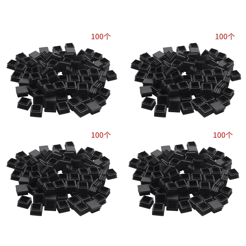 

400Pcs Plastic Square Tube Inserts End Blanking Caps 20Mm X 20Mm Black