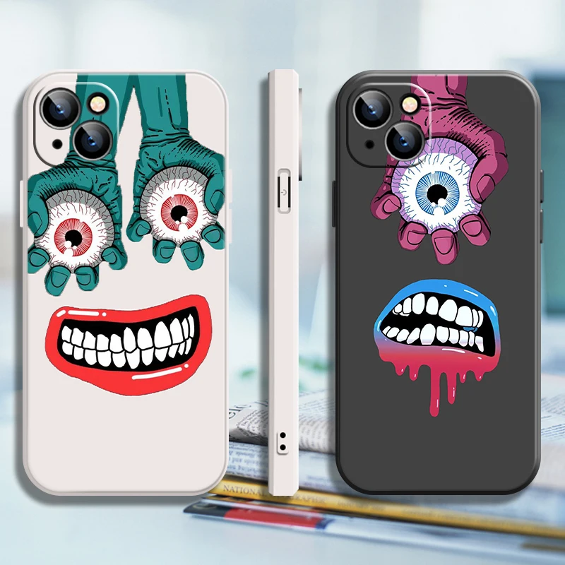 

Horror Cartoon Phone Case For iPhone Se Case 2020 6 7 SE XR Mini Xs Max 13 X 12 8 6s Plus 11 ProMax M9at Stand TPU Etui Taser