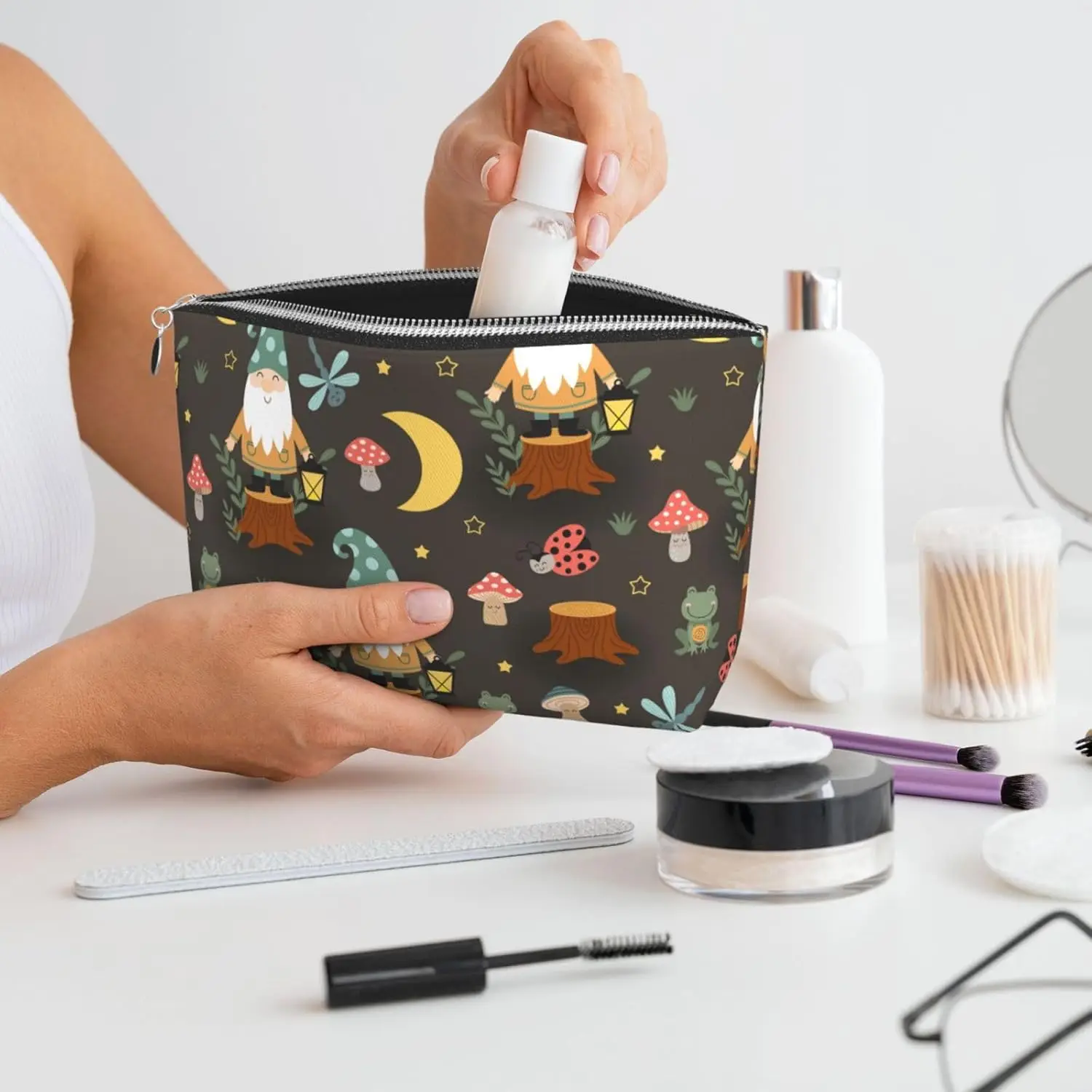 Гном насекомое лягушка косметичка женские дорожные туалетные принадлежности