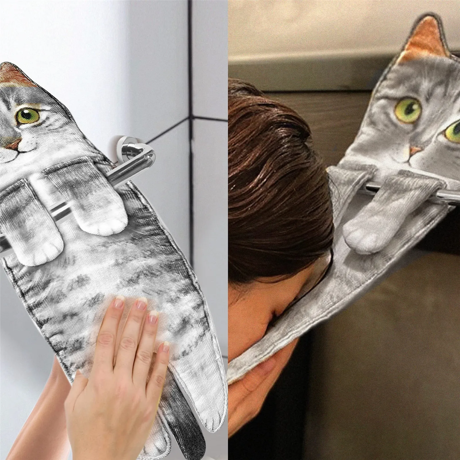 

Полотенца для рук в виде кошек, Длинные салфетки в форме кота, банные полотенца для ванной, кухни, супер впитывающие, подвесные