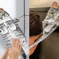 cat hand towels long cat shape wipe handkerchiefs bath towels for bathroom kitchen super absorbent hanging