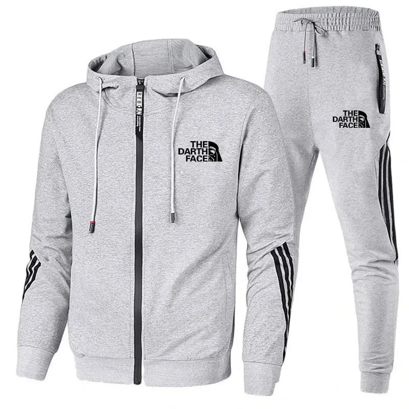2023 Men's Spring And Autumn Hoodie Sportswear Set Two-piece Sportswear Casual Zipper Jacket + Pants Running Sports Suit