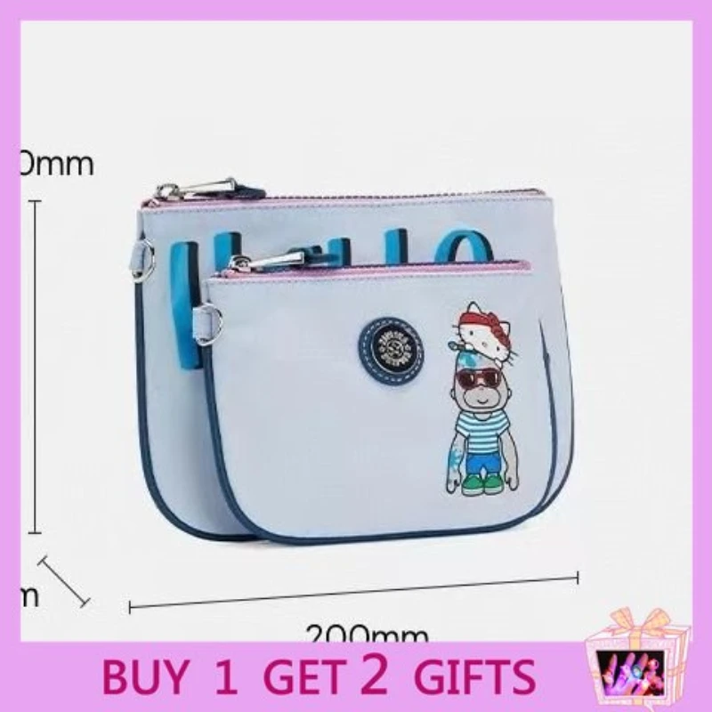 

2022 Kawaii Hello Kitty Sanrio Purse Bolsos Clutch Purse Blue Background Fun Billeteras Bags for Girls Anime Wallet