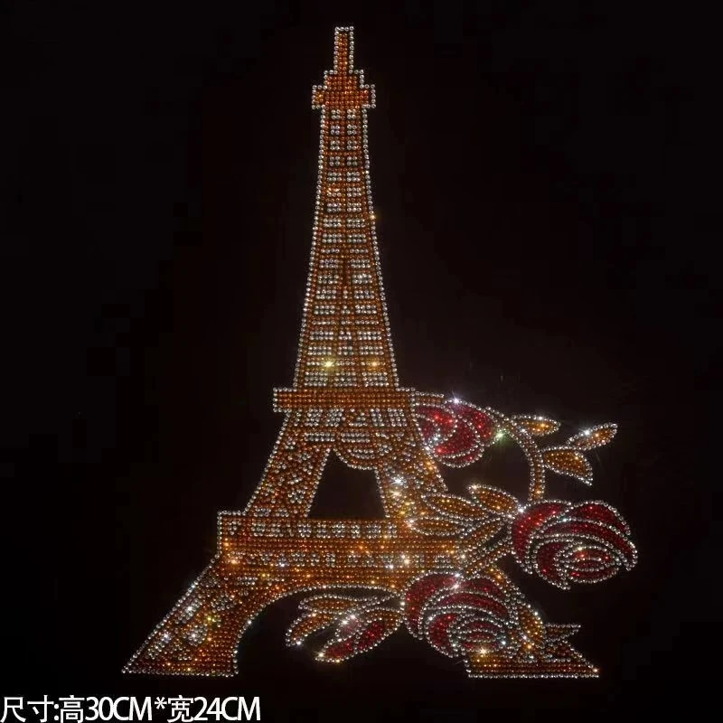 Золотая пагода Роза горячий бриллиант патч DIY футболка Топы модное украшение