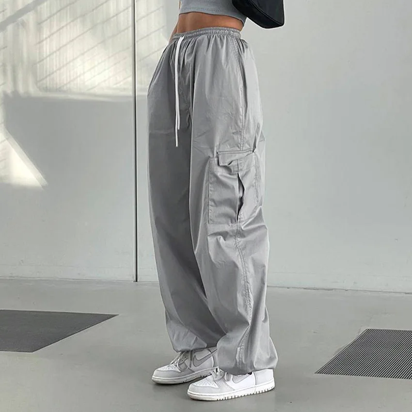 Casual Women's Pants 2023 New Spice Girl Street Cargo Pants Versatile High Waist Pocket Design Elastic Waist Commuter Pants