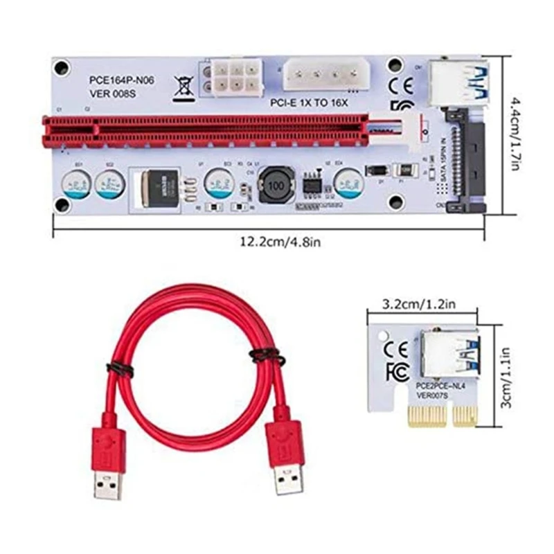 Переходная карта J0PB PCI-E 008S PCI Express 1X до 16X удлинитель 4 контакта 6 контактов