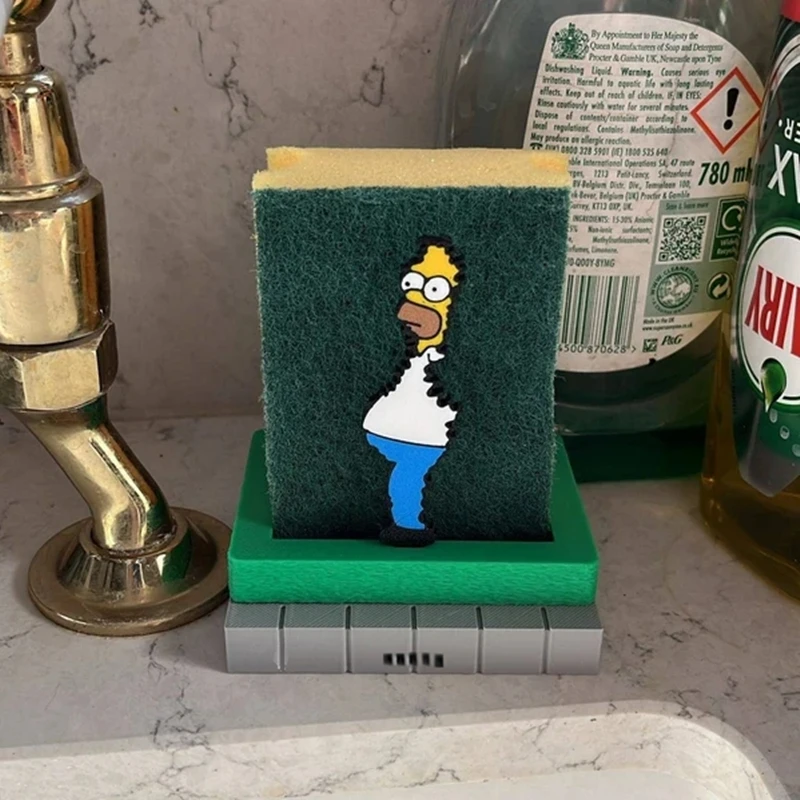 Фото Держатель губки Homer Simpson, забавные кухонные аксессуары для хранения №1