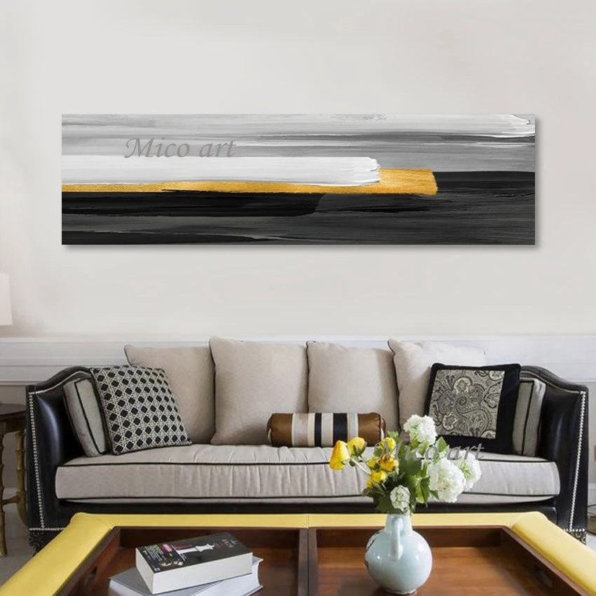 

No Frame Wall Art White Black Gray Knife Oil Painting For Living Room Hotel Decor Picture Abstract Handmade Paintings On Canvas