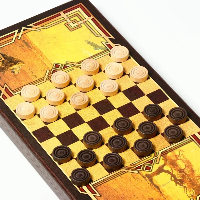 Нарды "Лев" деревянная доска 50 х с полем для игры в шашки полиграфия TAKE IT EASY |