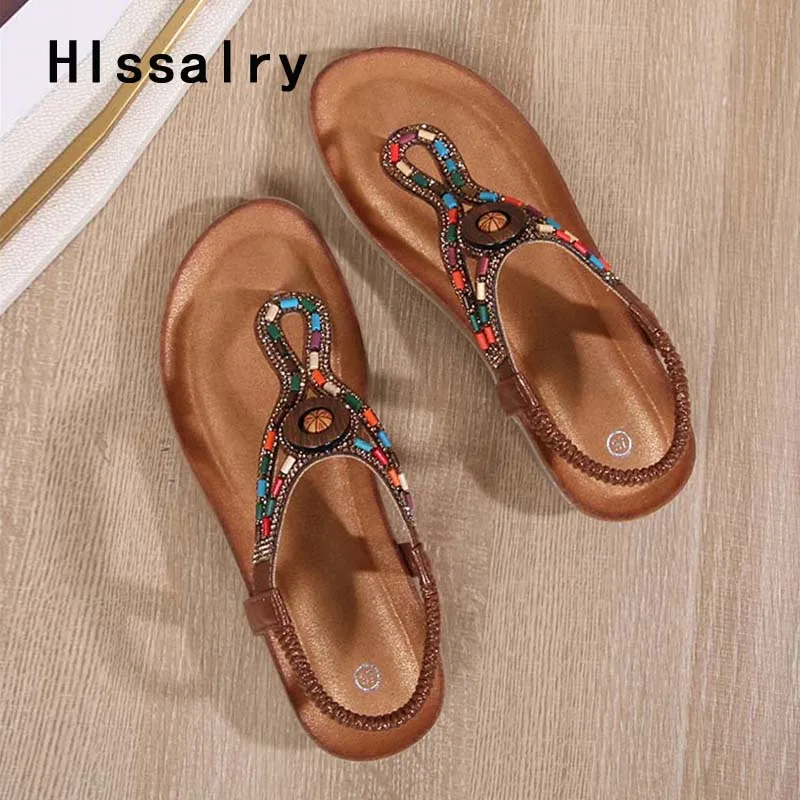 

Женские пляжные шлепанцы Hlssalry, удобные сандалии на плоской подошве, с клипсой, летние эластичные, без застежки, в повседневном стиле