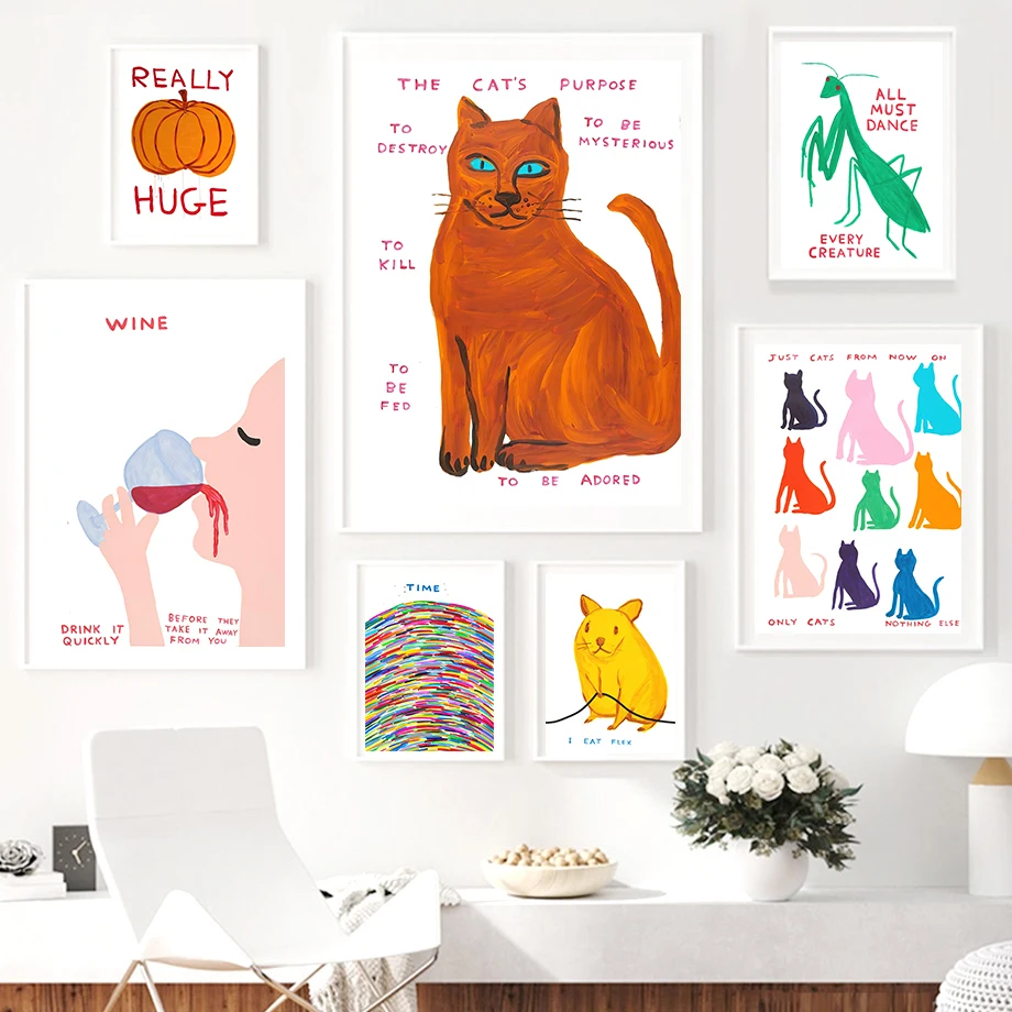 

David Shrigley Dog Hamster Cactus Pumpkin Wall Art Canvas Painting Nordic Posters And Prints Wall Pictures For Living Room Decor