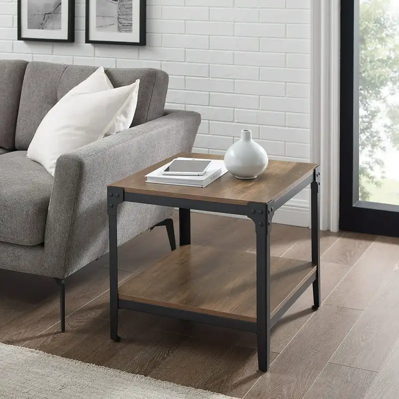 

Заклепочные столы Wilson, переработанная барная древесина, набор из 2 простых и современных журнальных столиков, журнальный столик, мебель