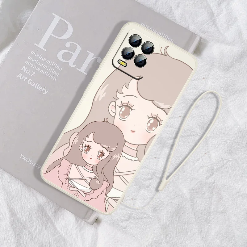 

Disney Princess For Realme GT Neo2 Master Narzo 50i 50A C21Y C17 C11 C2 XT X2 X7 Q3S Pro Liquid Rope Cover Funda Phone Case