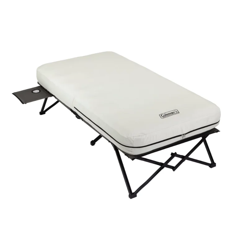 

Coleman Camping Cot with Side Tables, Air Mattress & Battery Pump, Twin