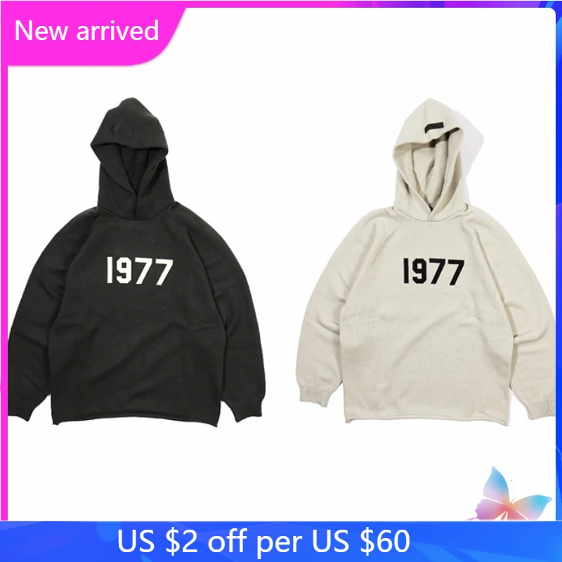 

Men Women ESSENTIALS Hoodies 22ss 1977 Hooded Knitted Sweater