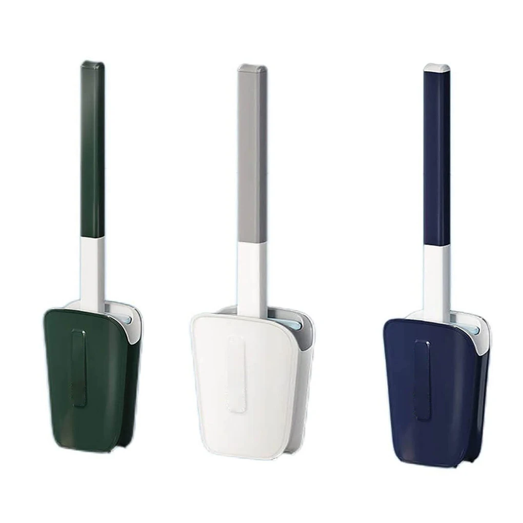 

Toilet Brush Leak Proof Wall-Mounted Long-Handled Drainable Brushes with Holder Bathroom Full Angle Cleaning Tool Blue