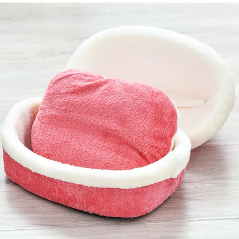 

Детская кровать для кошек, мягкий длинный плюшевый теплый домик для домашних животных для маленьких собак, гнездо 2 в 1, подушка, диван для сн...