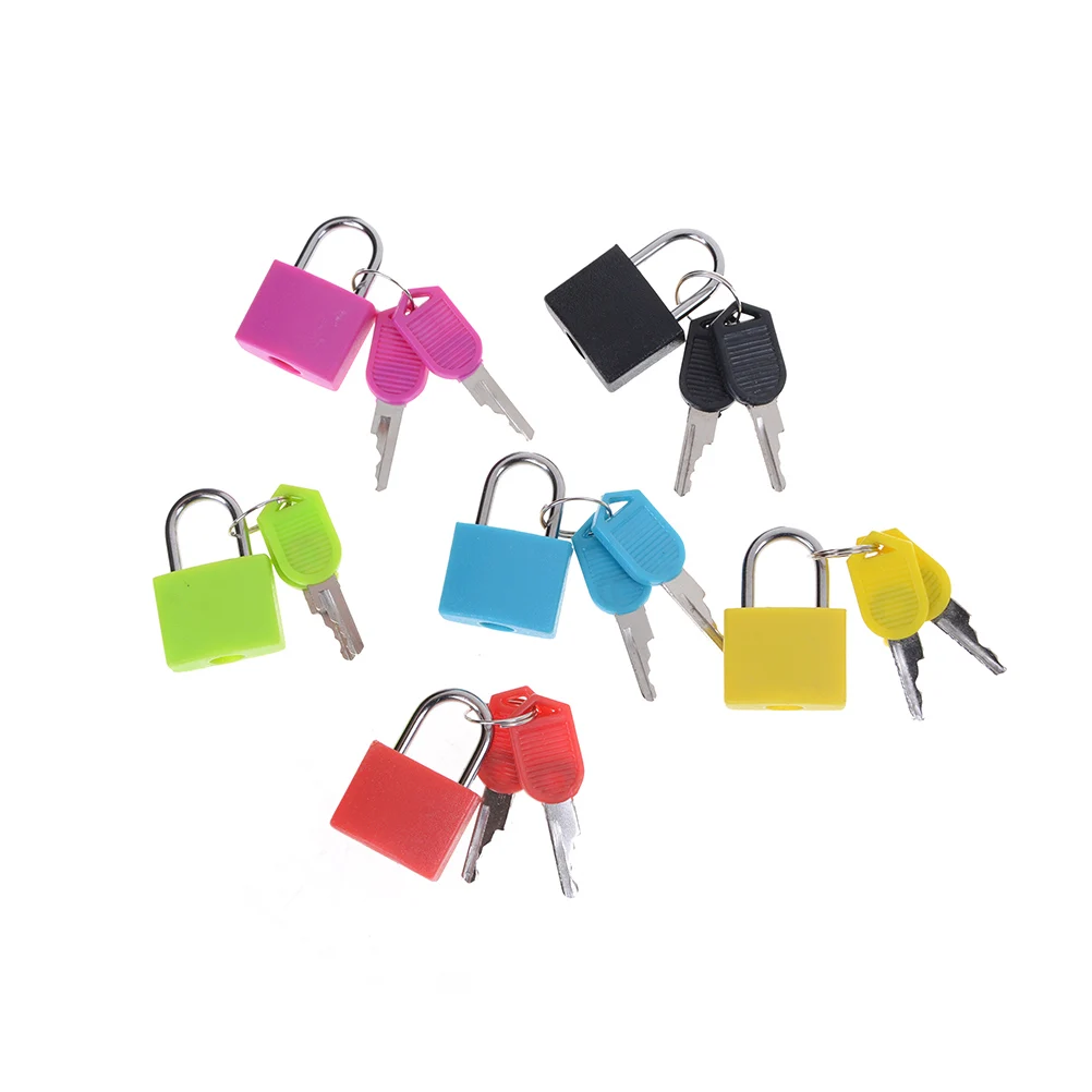 

Small Mini Strong Steel Padlock Travel Suitcase Diary Lock with 2 Keys Plastic Case Drawer Luggage Locks Decoration 6 Color