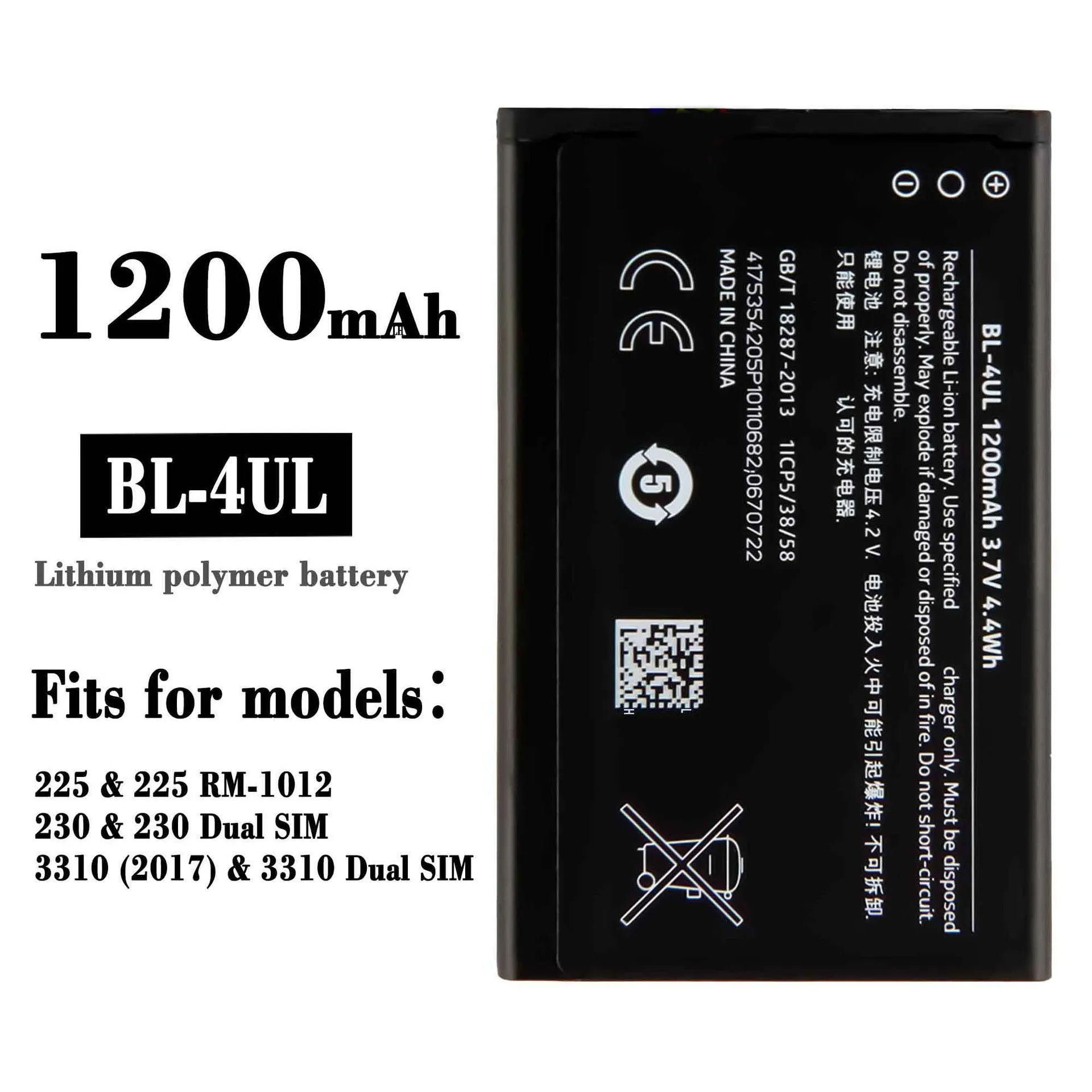 

BL-4UL 1200mAh 100% Latest Battery Suitable For Nokia 230 3310 2017 Nokia 225 Mobile High Quality Mobile Phone Lithium Batteries