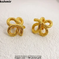 kshmir new golden female earrings female knot disorderly braided irregular shape temperament earrings jewelry accessories gift