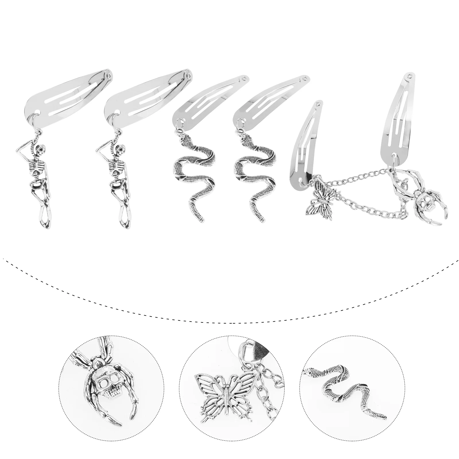 

Hair Clipsclip Snake Gothic Accessories Barrette Kawaii Barretteshairpin Pin Bridalpunkrockhairpins Metal Costume Spider Snap