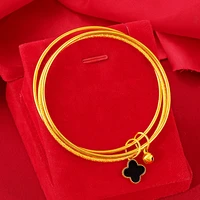 hoyon real 18k gold color thickened gold jewelry womens three lives three worlds bracelet gold edition net red clover bracelet
