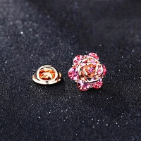 mini rose brooch for women cardigan collar pin crystal rhinestone jewelry new pink flower pins anti exposure button accessories