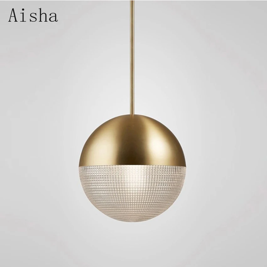 Nordic Glass Ball Pendang Light Ball Dining Room Hanging Lamp 20/25/30cm Lamp for Home Island Glass Suspension Lighting Fixture