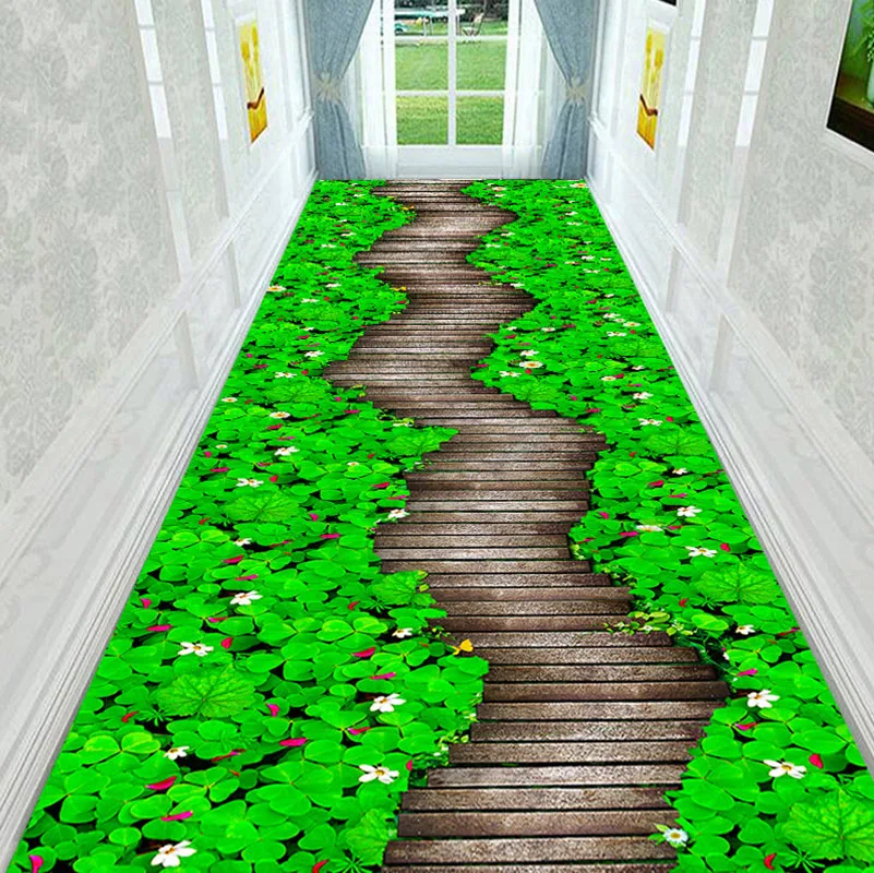 

Stream Scenery Living Room Area Rug 3D Carpets For Long Hallway Corridor Crystal Velvet Non-Skid Bedroom Rugs Kitchen Floor Mat