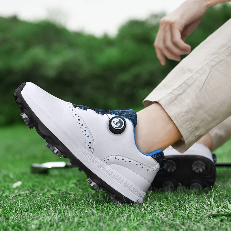 Professional Men's Golf Shoes Non Slip Fixed Spikes Men's Outdoor Grass Leisure Golf Training Walking Shoes 40-48