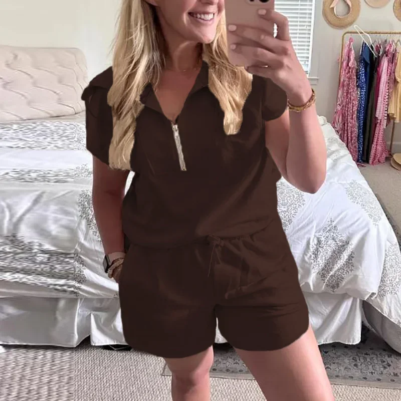 Летний комплект из двух предметов женская повседневная одежда с V-образным