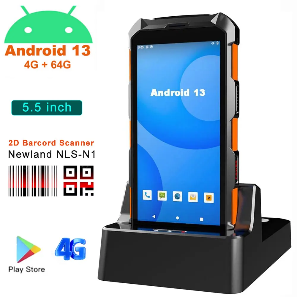 5 5-дюймовый 4G + 64G Android 13 мобильный портативный терминал сбора данных 1D 2D
