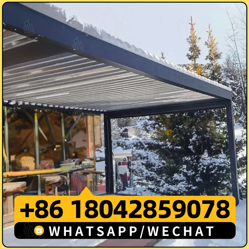 Простая установка уличная выдвижная беседка моторизованная солнцезащитный