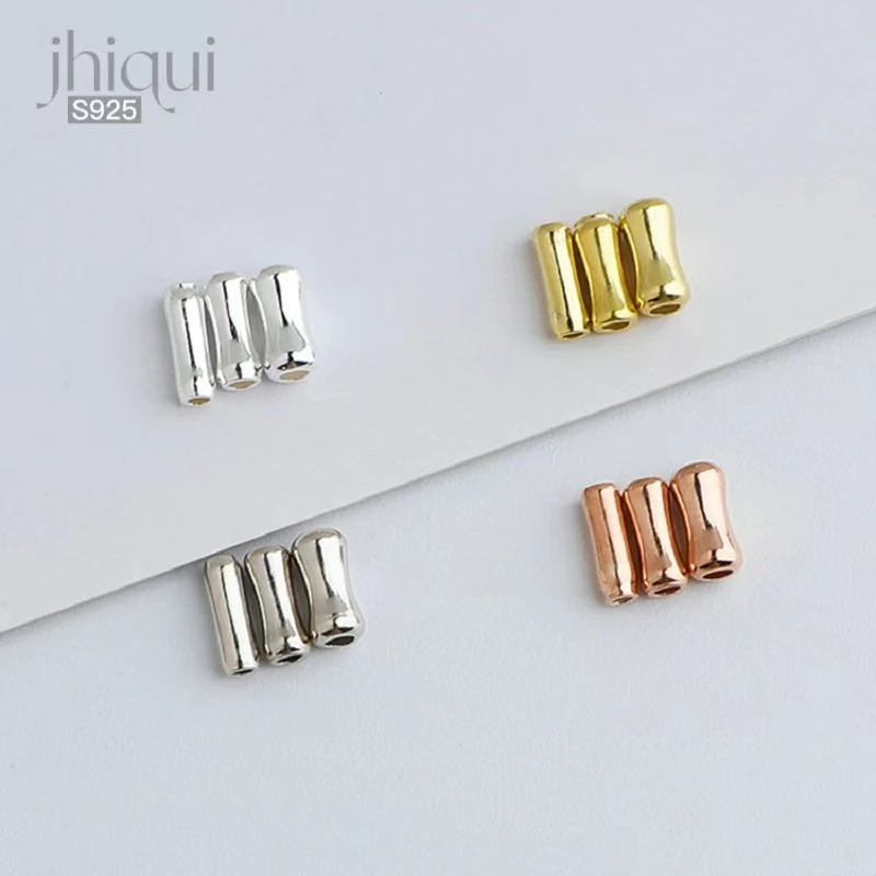 

10pcs 925 Sterling Silver Bamboo Shape Spacer Beads for DIY Bracelet Making Fine Jewelry Finding