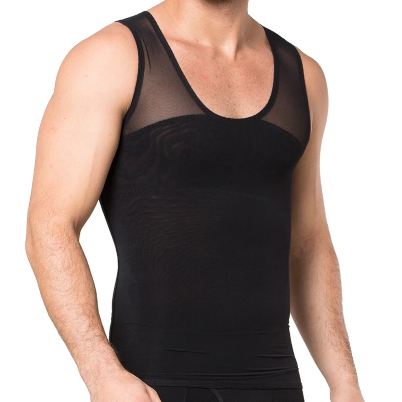 

Тонкая тренировочная Мужская рубашка для похудения скрывающая талия комбинезон для мужчин жилетка бесшовная компрессионная верхняя женск...