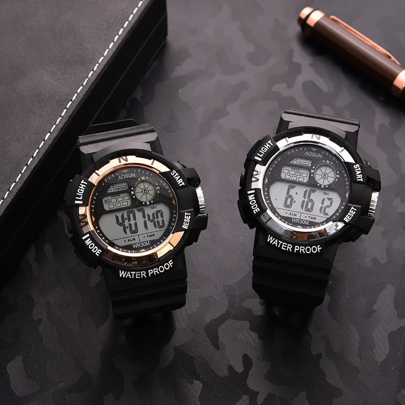 Student timing electronic watch boy sports waterproof Youth Watch middle school student alarm clock watch