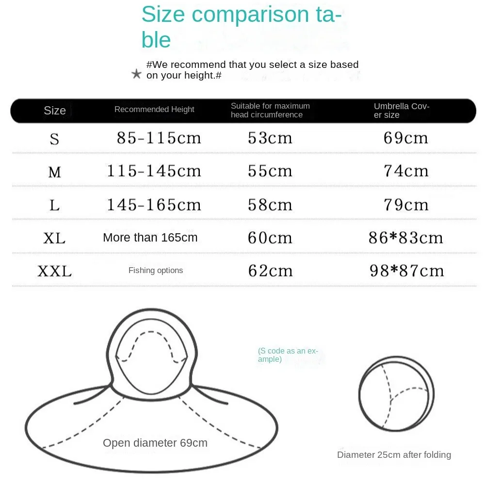 Ношенный на голову плащ PEVA рыболовная шапка зонтик водонепроницаемый дождевой