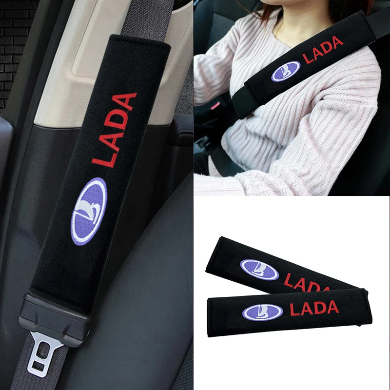 

2 pcs Car Seat Belt Pads Cotton Seat Strap Pad Cushion Covers For LADA Niva 4X4 2121 Juguete 1/24 2101 2107 2110 Shirt 1600 ray