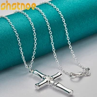 925 sterling silver 16 30 inch chain cross pendant necklace for man women engagement wedding fashion charm jewelry